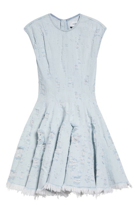 Reese Ripped Denim Dress (Light Blue Destroy)