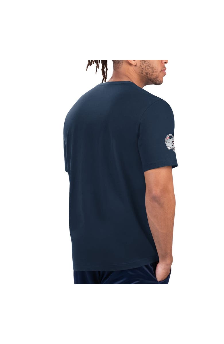 STARTER Men's Starter Navy/Red New England Patriots Finish Line Extreme Graphic T-Shirt, Alternate, color, Navy