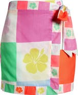 Kulani Kinis Check Faux Wrap Cover-Up Miniskirt