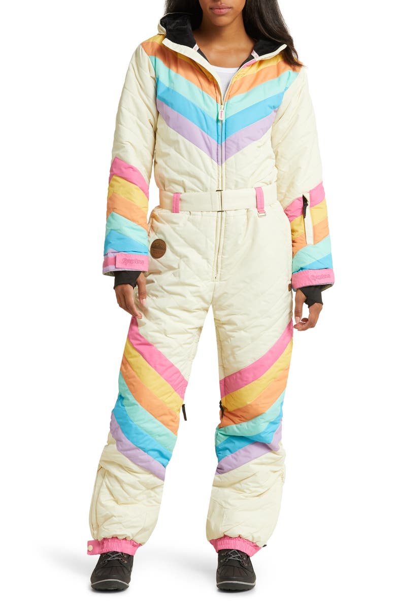 TIPSY ELVES Retro Rainbow Waterproof Snowsuit, Main, color,