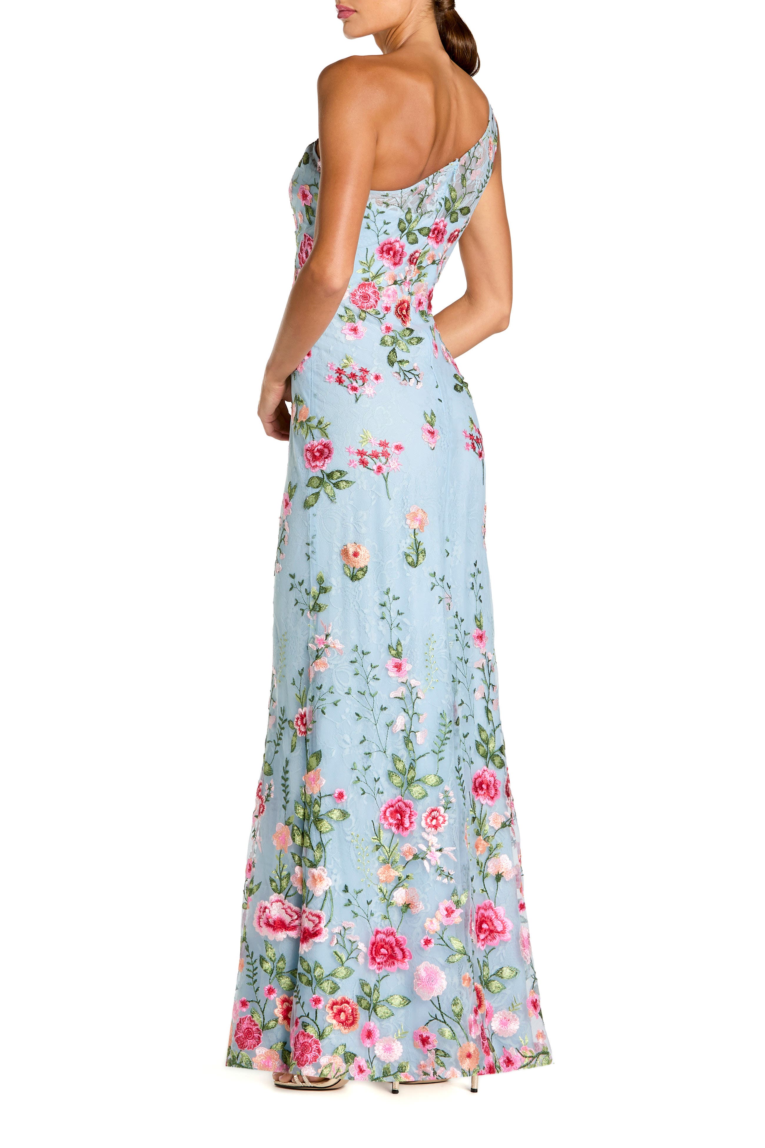 one shoulder embroidered dress One-Shoulder Embroidered Dress Red / FR 38