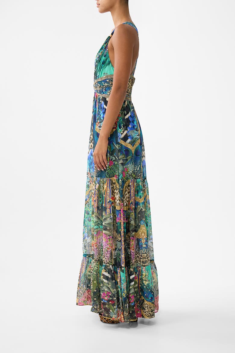 Bead Strap Gathered Panel Dress, Alternate, color, Animal Alchemy