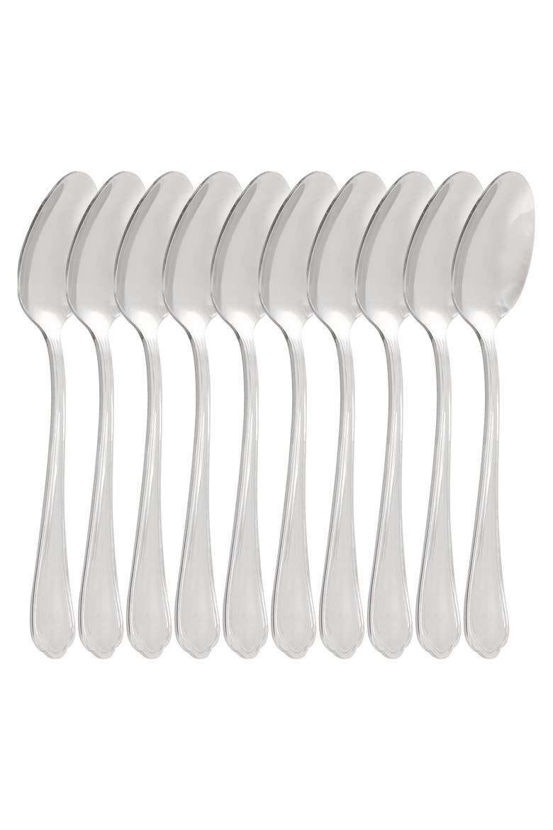 10 Piece Stainless Steel Teaspoon Set, Main, color, Silver