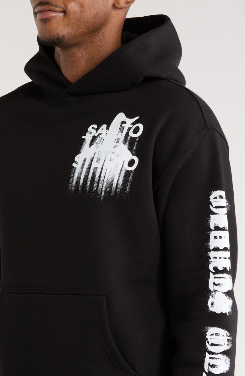SANTO STUDIO Old English Cotton Hoodie, Alternate, color, Black