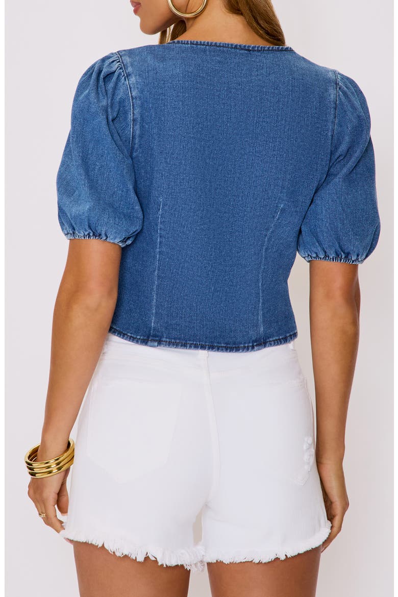 Delilah Tie Front Denim Top, Alternate, color, DENIM