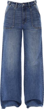Bayeas Super High Waist Wide Leg Utility Jeans