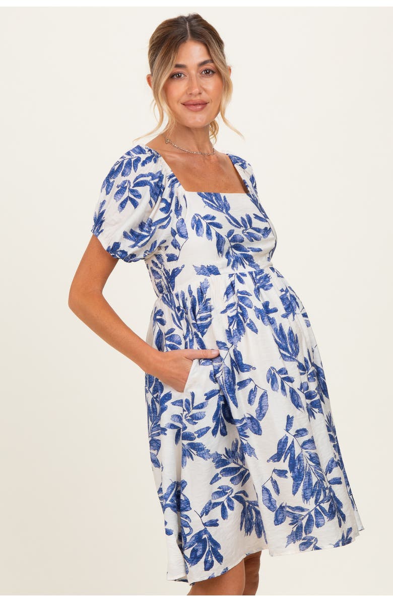 PinkBlush Floral Puff Sleeve Dress, Alternate, color, Blue