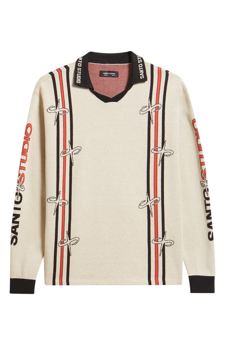 SANTO STUDIO Flying Logo Soccer Sweater, Alternate, color, Cream