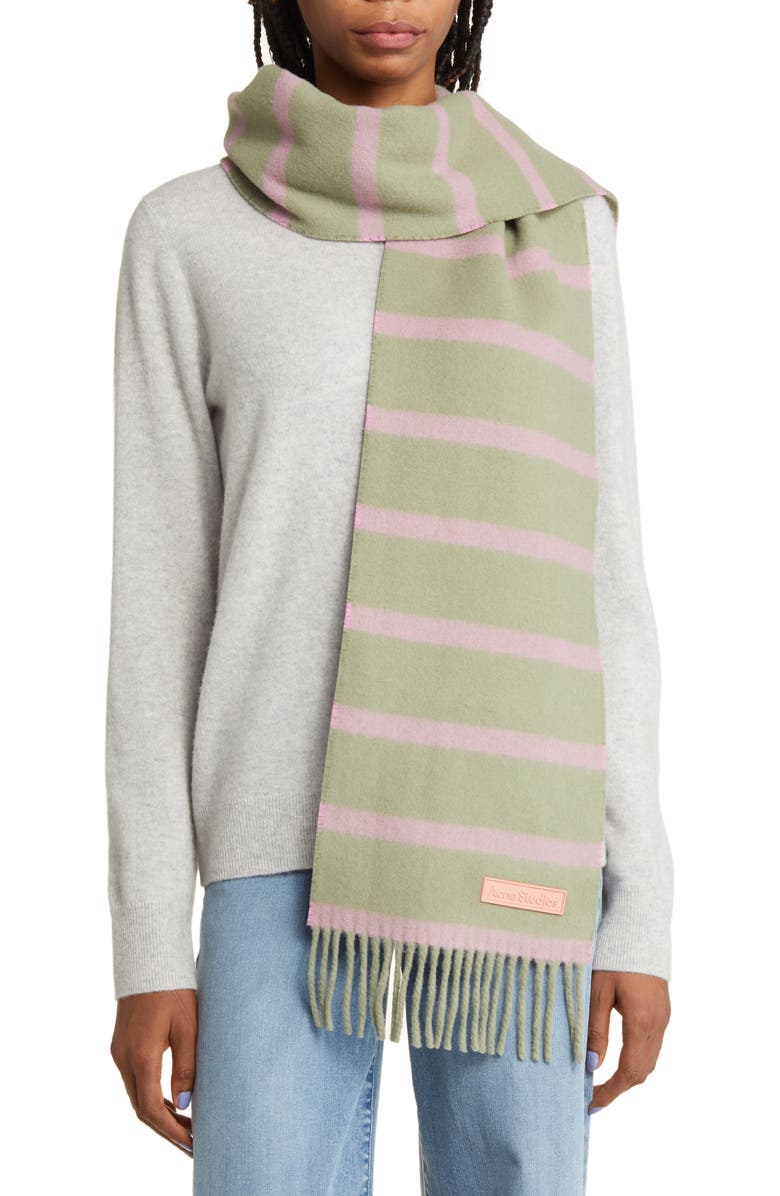 Acne Studios Vesta Skinny Stripe Wool Scarf, Main, color,