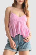 All in Favor Lace Detail Handkerchief Hem Camisole