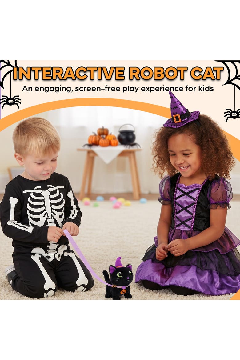 Interactive Robot Cat Plush Toy Electronic Moving Stuffed Animal with Sounds Touch Control Kids Toy, Alternate, color, Black