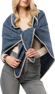 SAACHI Triangle Knit Trim Shawl