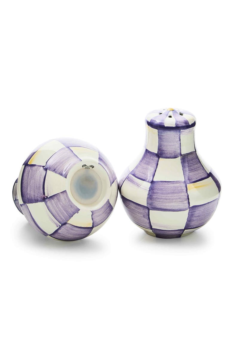 Violet Check Salt & Pepper Shaker Set, Alternate, color, VIOLET