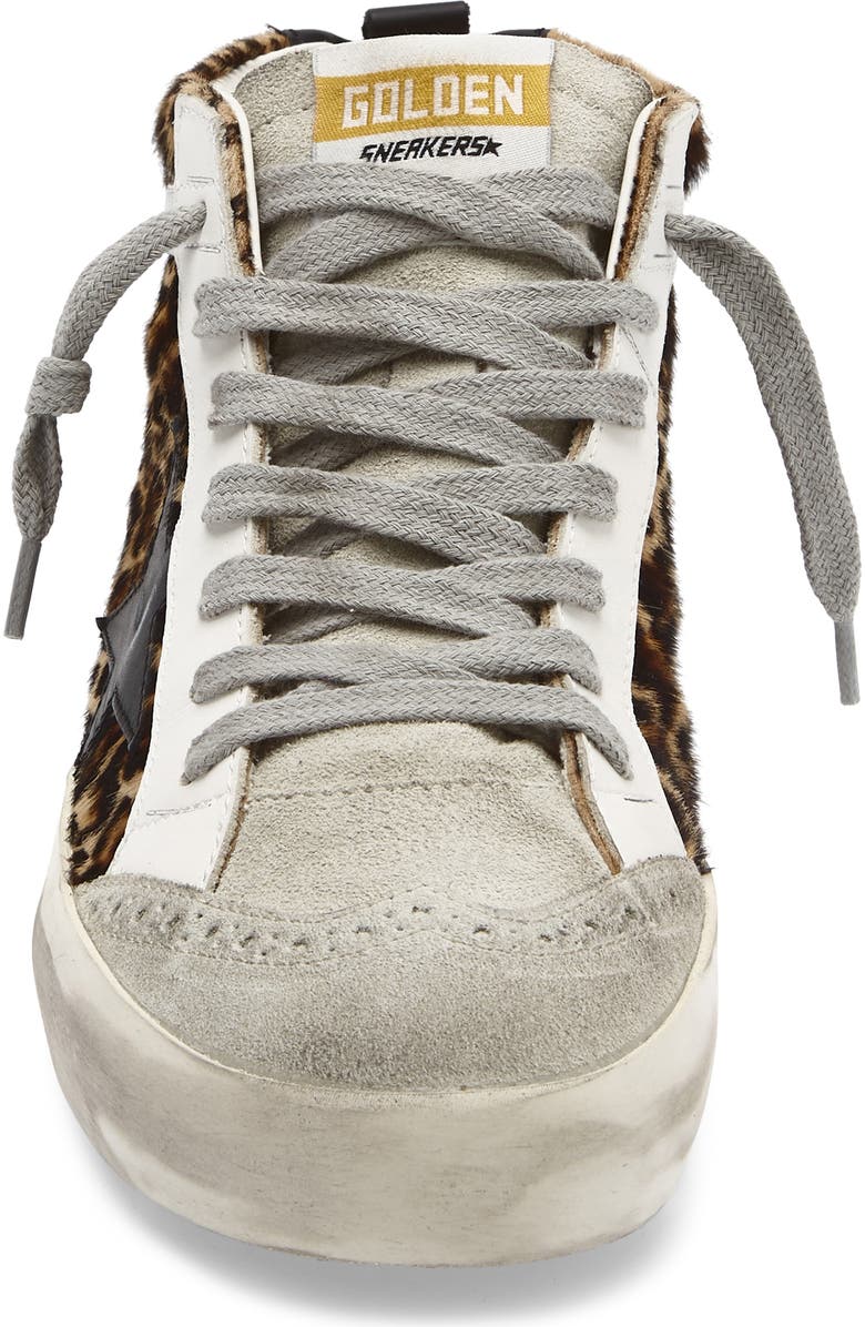 Golden Goose Mid Star Genuine Calf Hair Sneaker, Alternate, color, Leopard Print Calf Hair/Black
