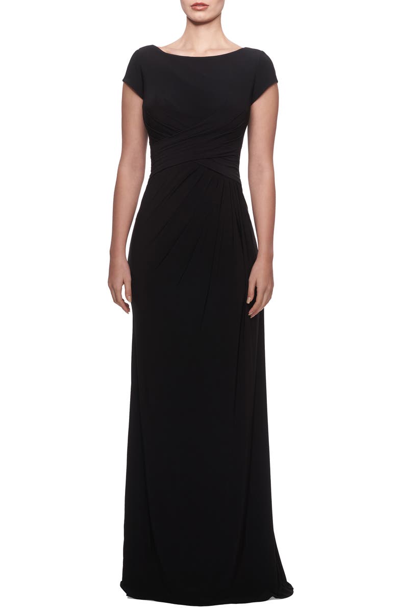 La Femme Ruched Jersey Gown, Main, color,