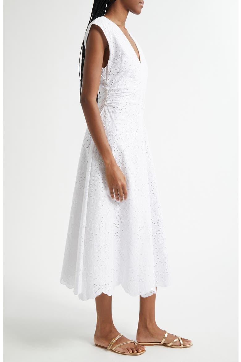 Aven Cotton Eyelet Handkerchief Hem Dress, Alternate, color, WHITE