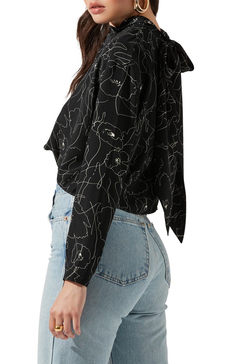 Floral Long Sleeve Top, Alternate, color, BLACK SKETCH