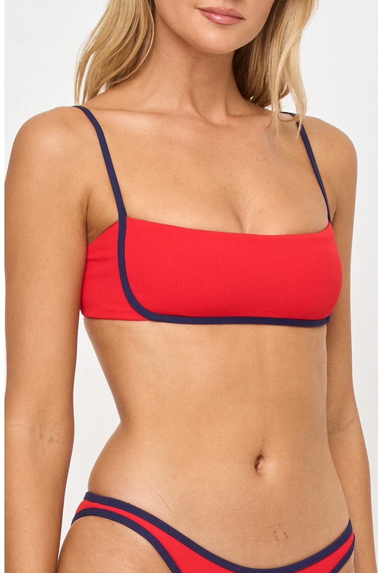Hazel Ribbed Bikini Top, Alternate, color, FLAME/ MIDNIGHT