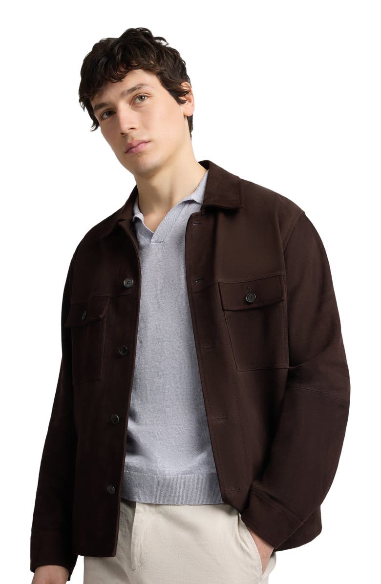 Onia Suede Traveler Jacket, Alternate, color, Chocolate