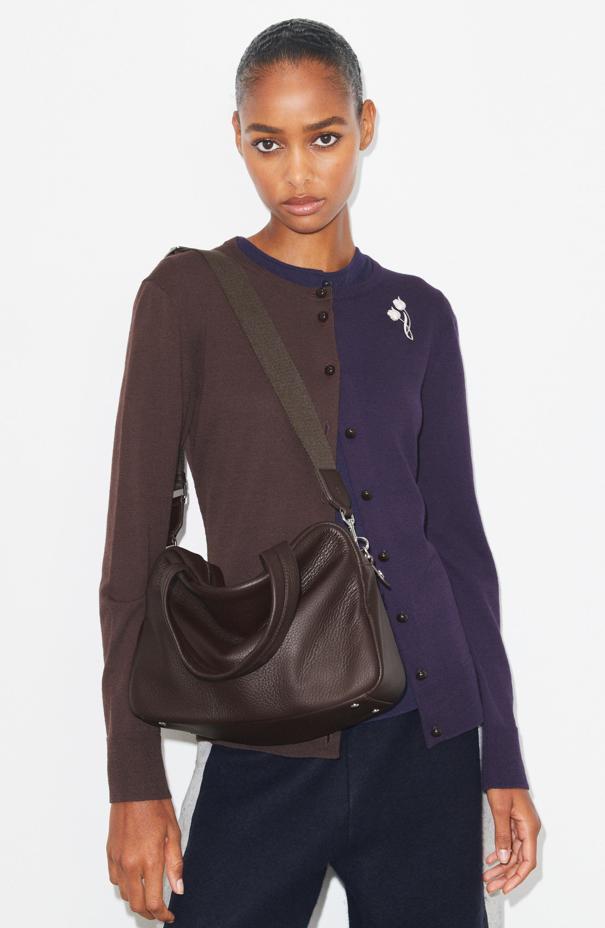 Tory Burch Leather Satchel, Alternate, color, Cocoa