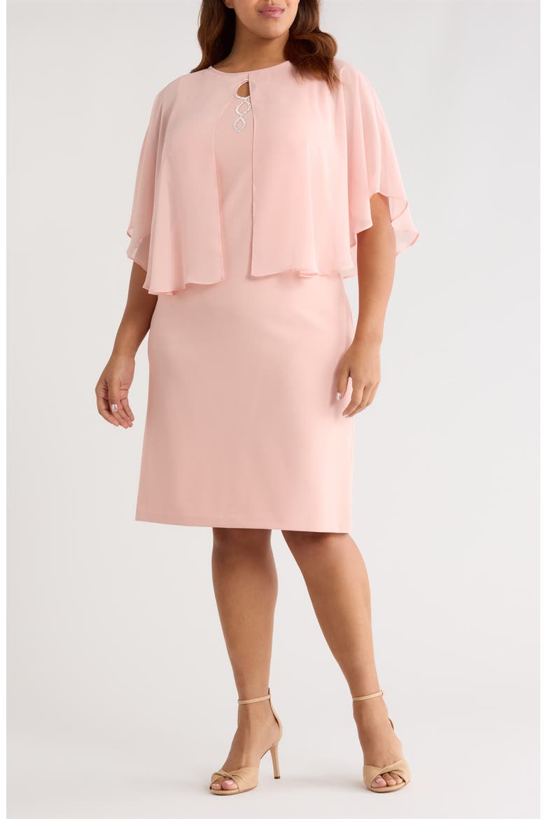 Cape Midi Dress, Main, color, BLUSH
