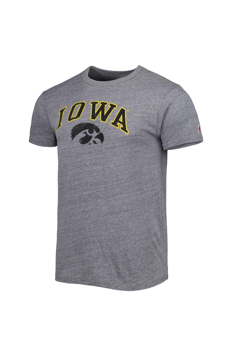 LEAGUE COLLEGIATE WEAR Men's League Collegiate Wear Heather Gray Iowa Hawkeyes 1965 Arch Victory Falls Tri-Blend T-Shirt, Alternate, color, Heather Gray