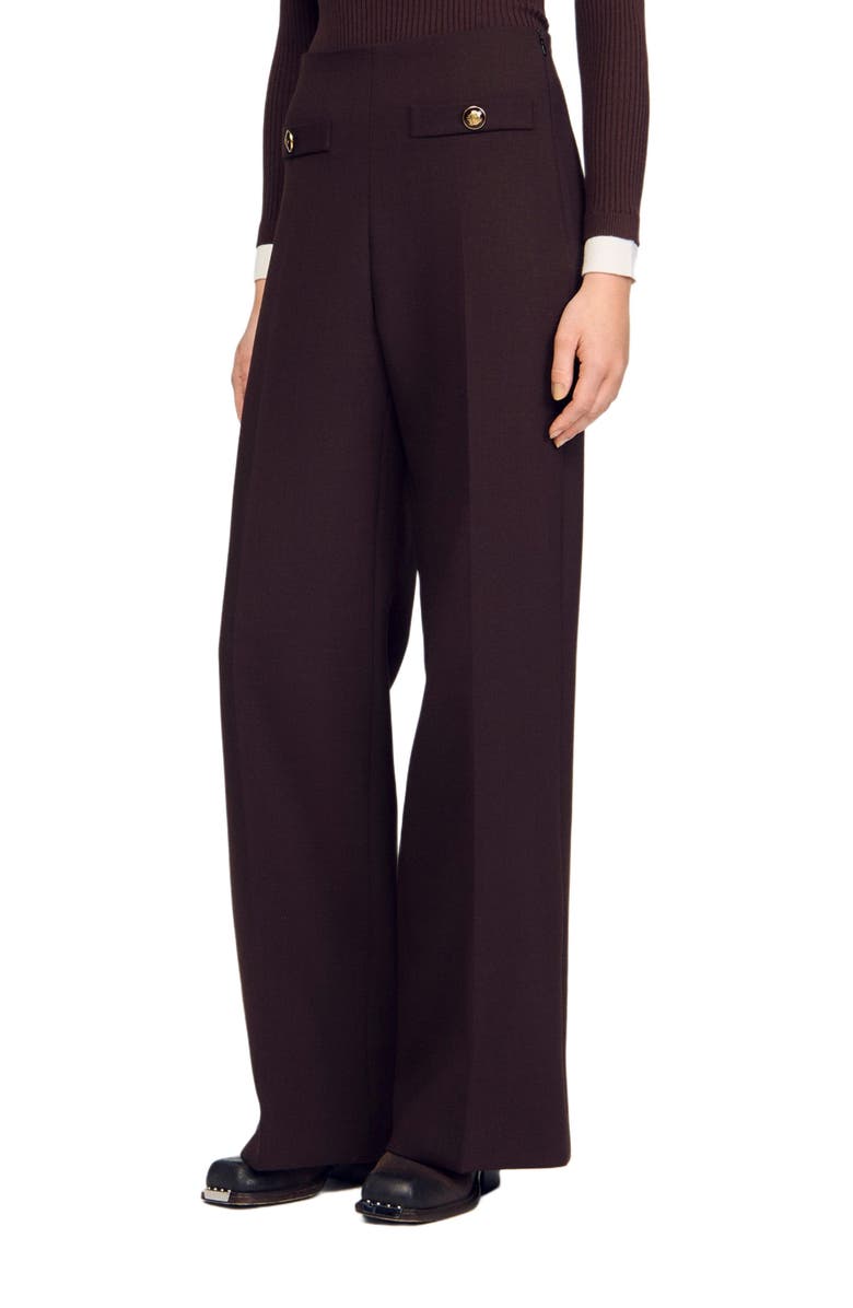SANDRO Flared trousers, Main, color, Brown
