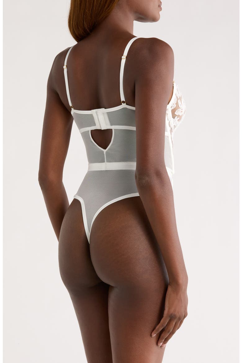 Lace Underwire Bodysuit, Alternate, color, WHITE