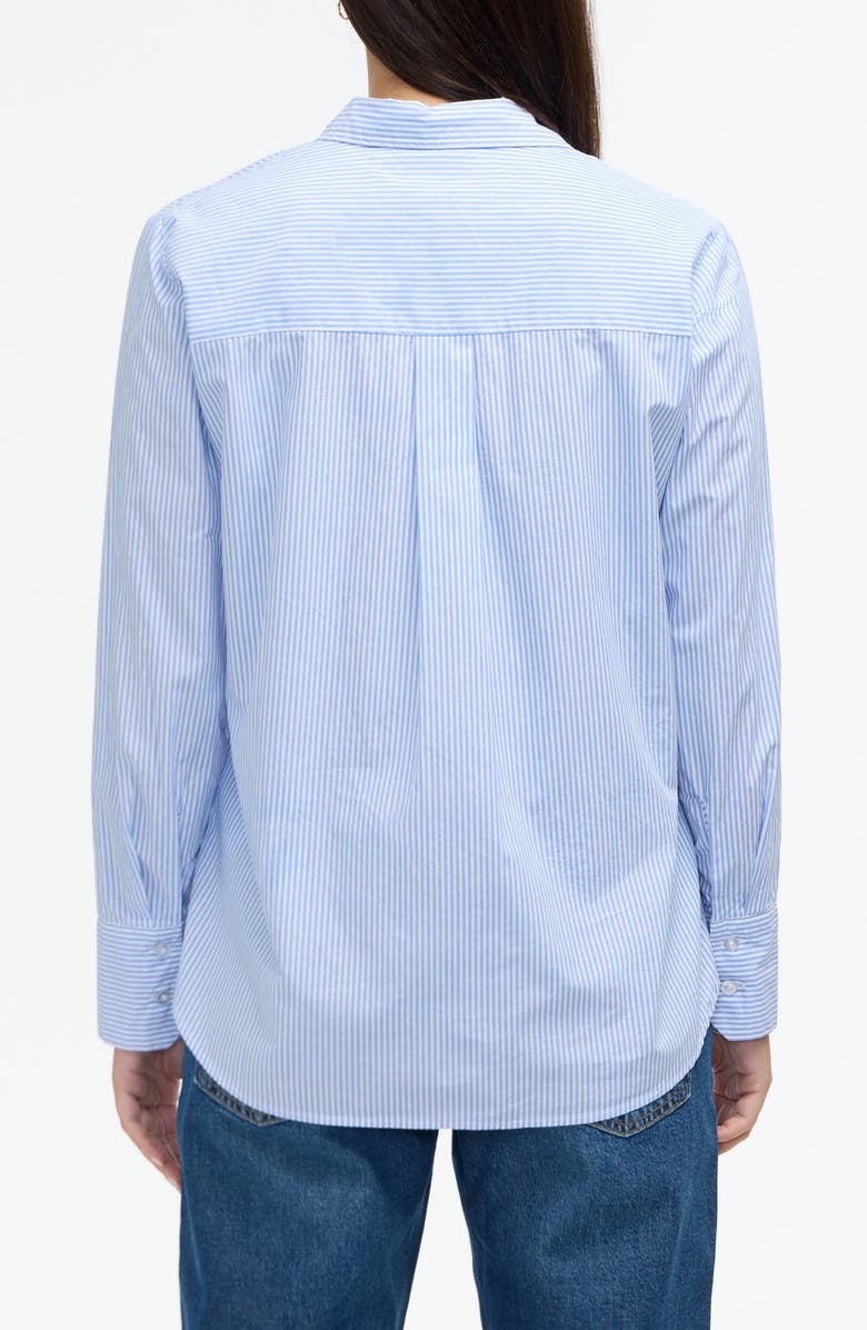 Embroidered Flower Poplin Button-Up Shirt