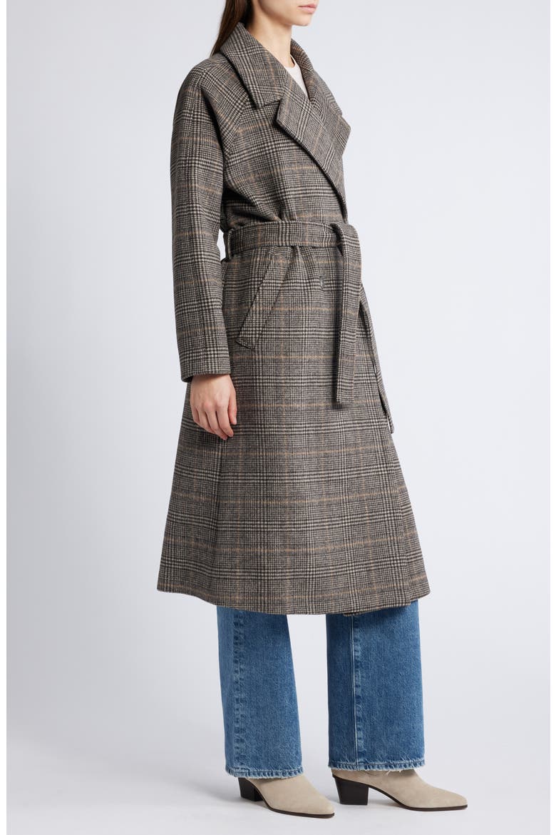 Plaid Winter Trench Coat, Alternate, color, BLACK- TAN KENSIE PLAID