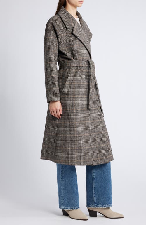 Treasure & Bond Plaid Winter Trench Coat In Black- Tan Kensie Plaid