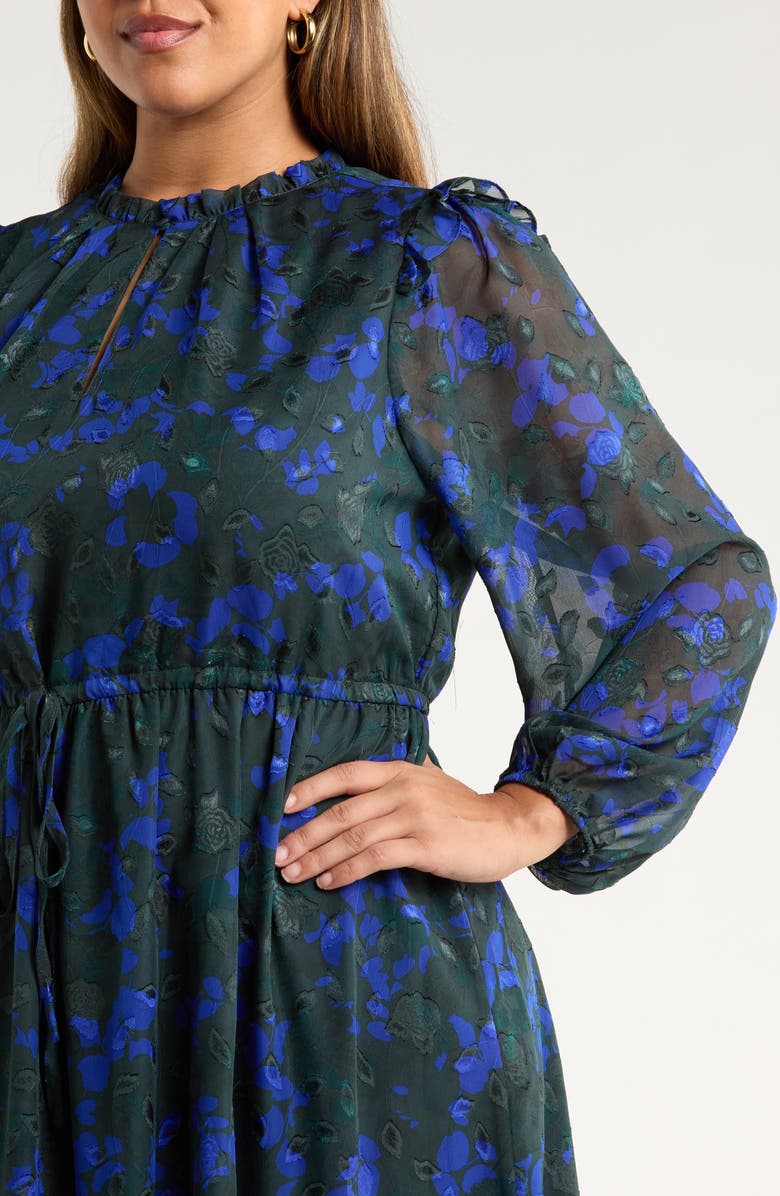 SUGARLIPS Sweetwater Floral Print Organza Dress, Alternate, color, Emerald-Blue