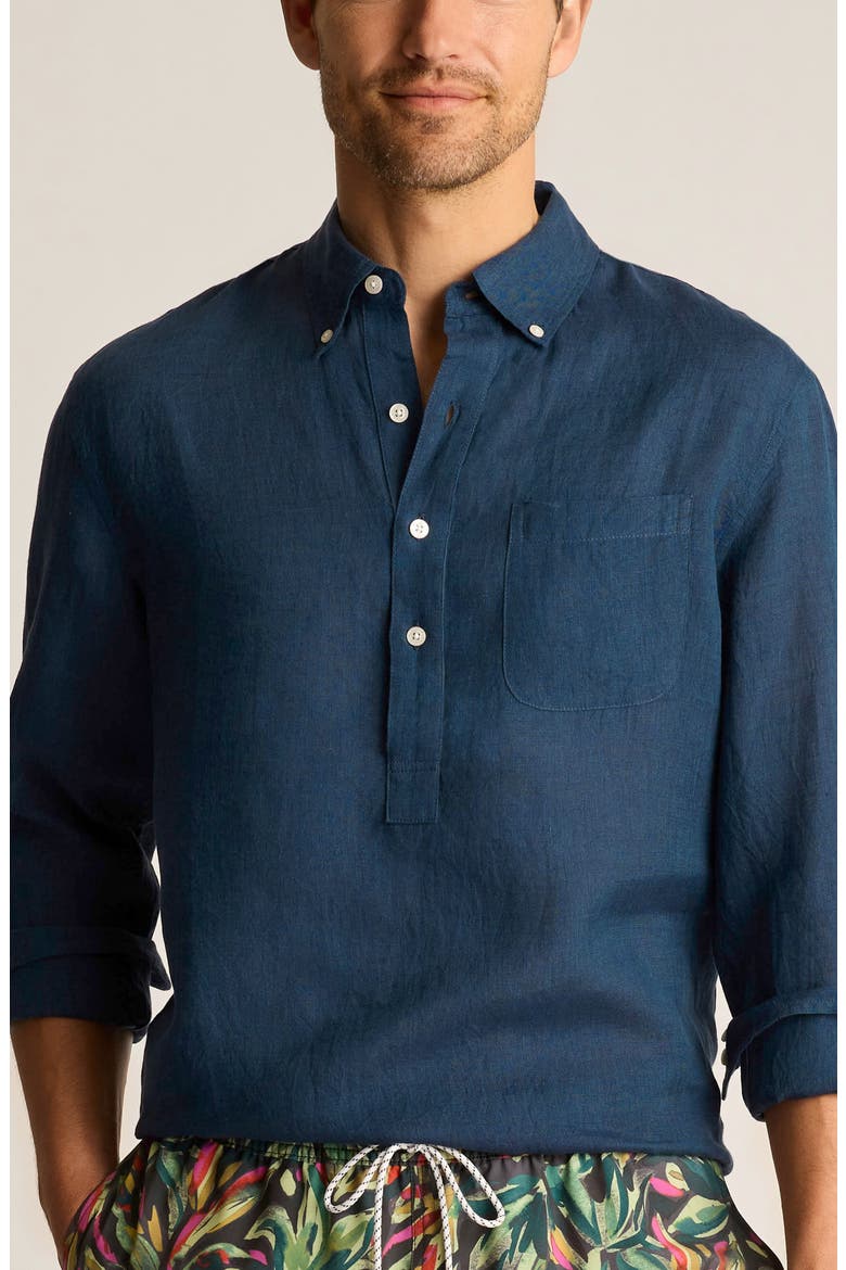 Everyday Linen Popover Shirt, Main, color, NAVY BLUE