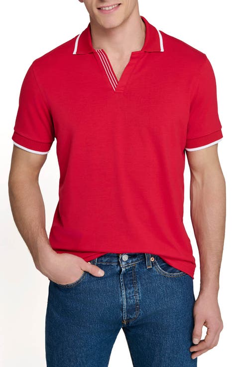 Slim Fit Solid Johnny Collar Short Sleeve Polo