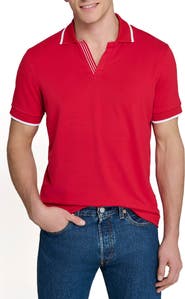 CONSTRUCT Slim Fit Solid Johnny Collar Short Sleeve Polo