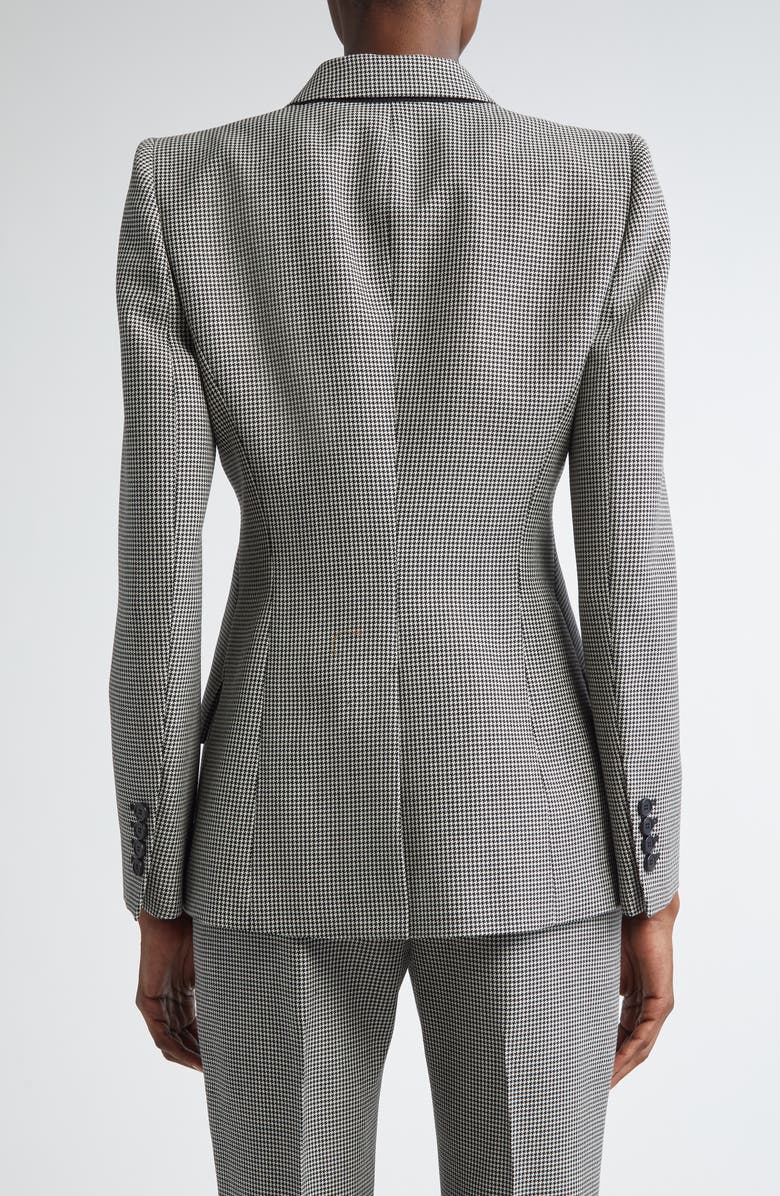 McQueen Houndstooth Check Wool Blazer, Alternate, color, Black/ Ivory