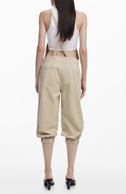 Desigual Cotton Capri Overalls In Gray Brown