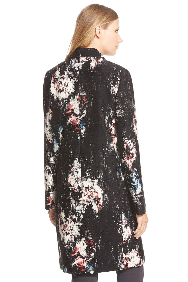 Chevron Jacquard Print Wool & Silk Topper, Alternate, color, BLACK SMOKEY FLORAL PRINT