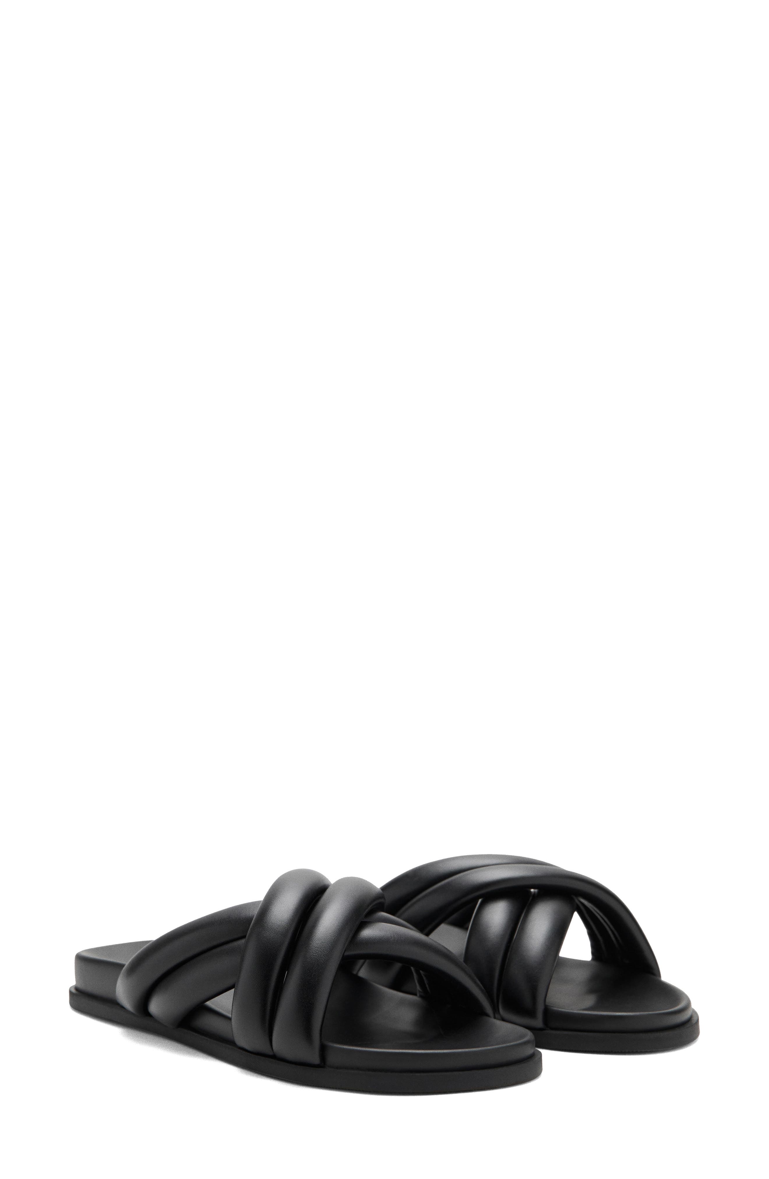 MANGO Padded Crisscross Strap Slide Sandal, Main, color, Black