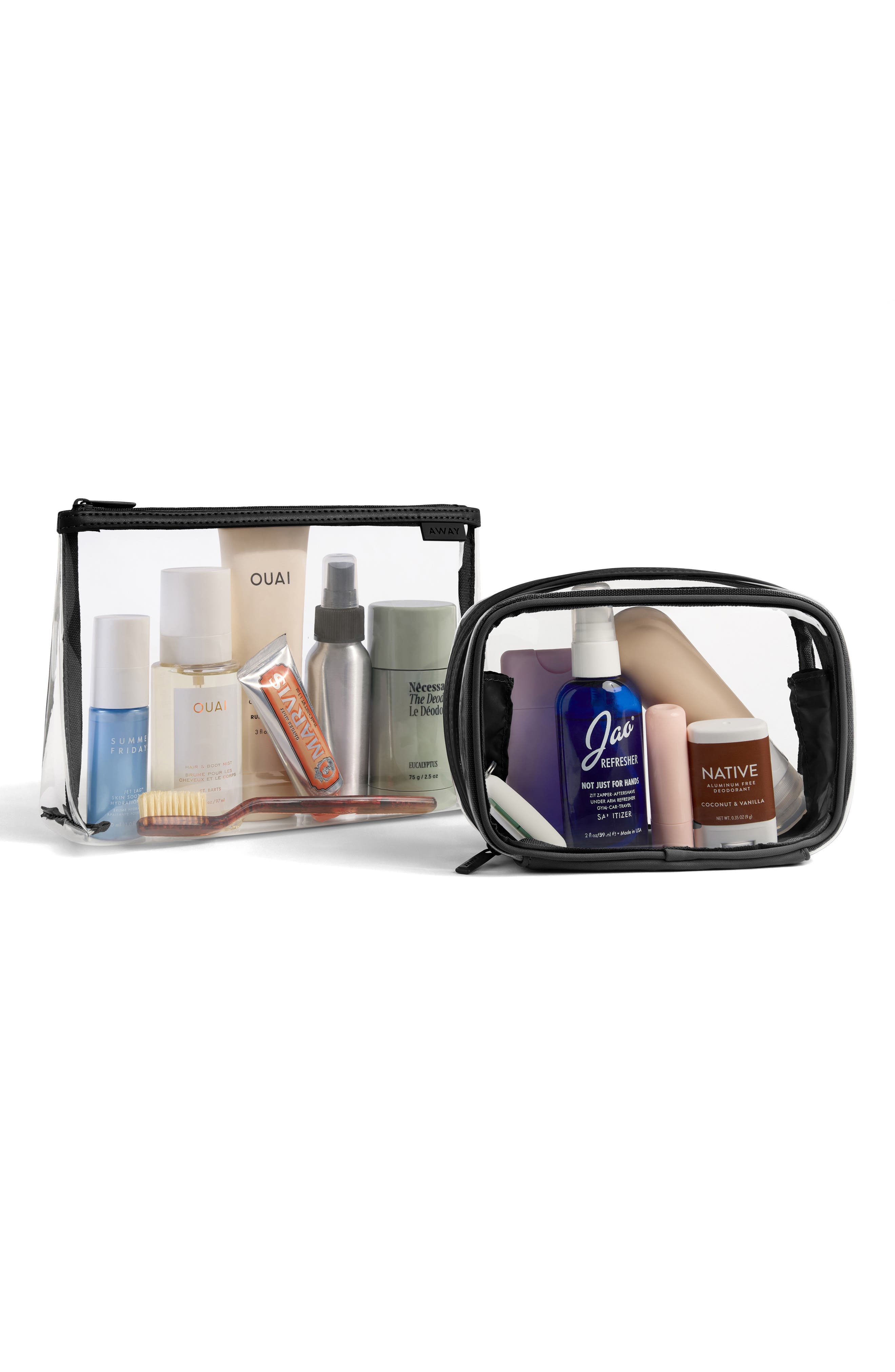 Clear Pouch Set, Alternate, color, JET BLACK