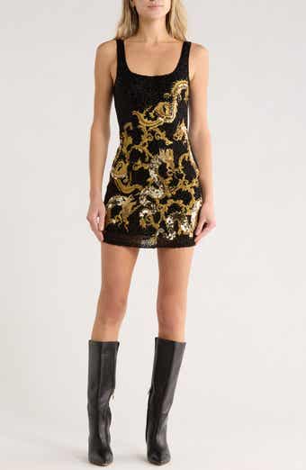 L'AGENCE Inori Sequin Embellished & Beaded Dragon Minidress