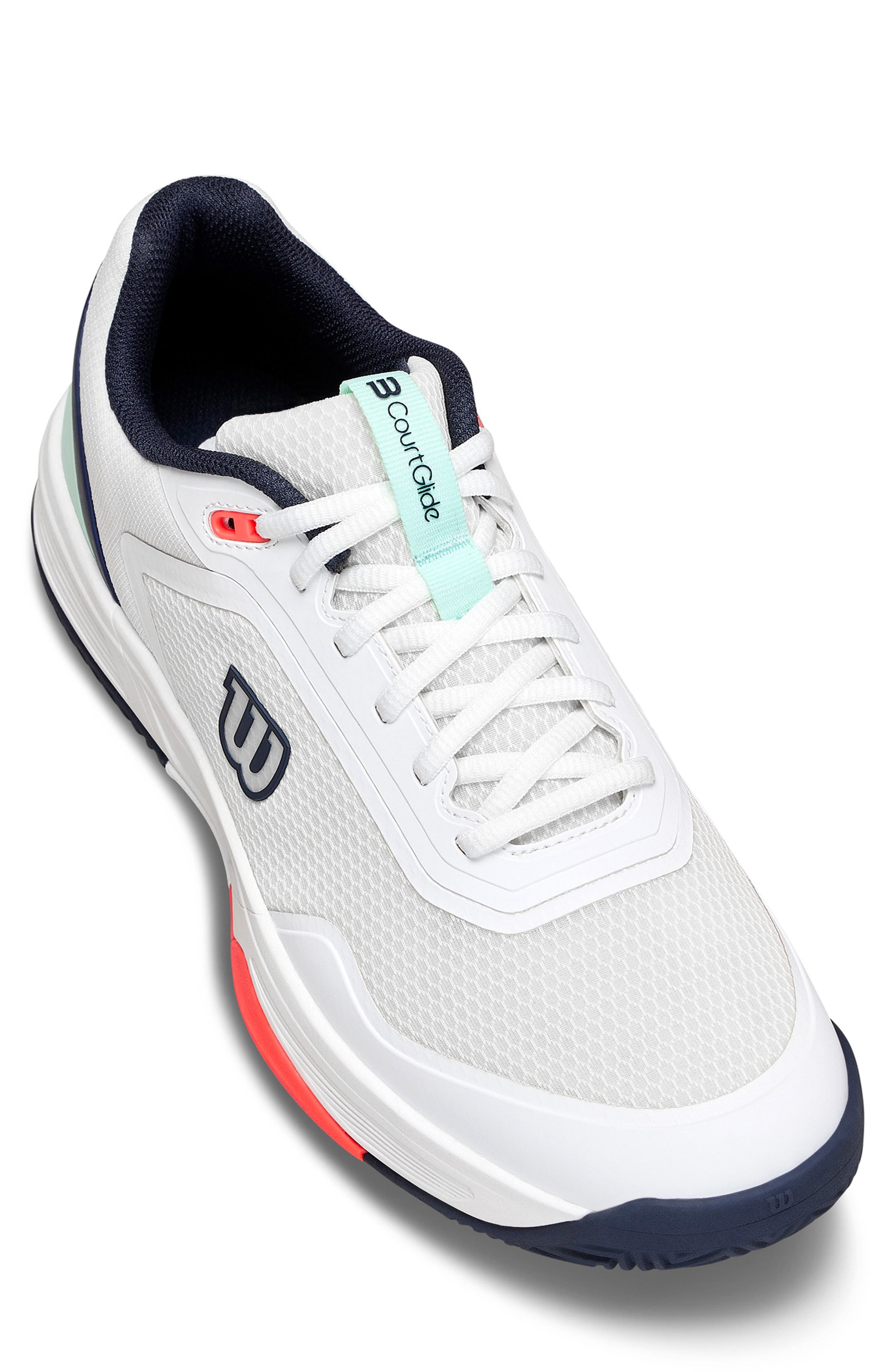 CourtGlide Tennis Shoe, Alternate, color, GRAY DAWN/BAY/FIERY CORAL