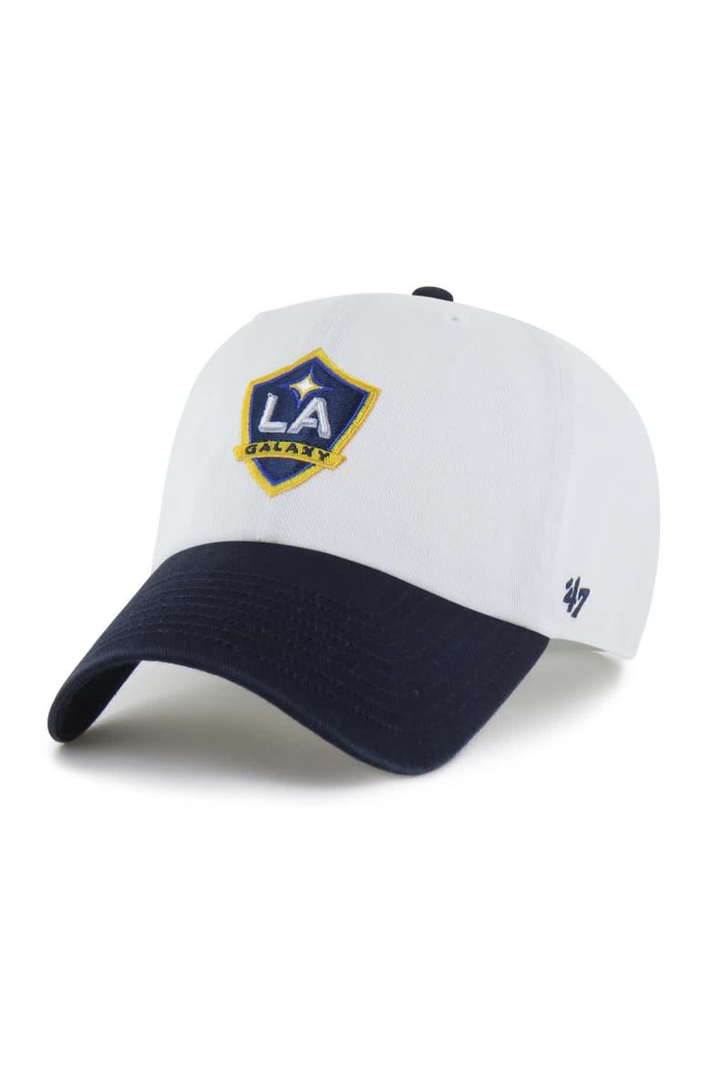 Men's '47  White LA Galaxy Two-Tone Clean Up Adjustable Hat, Main, color, White