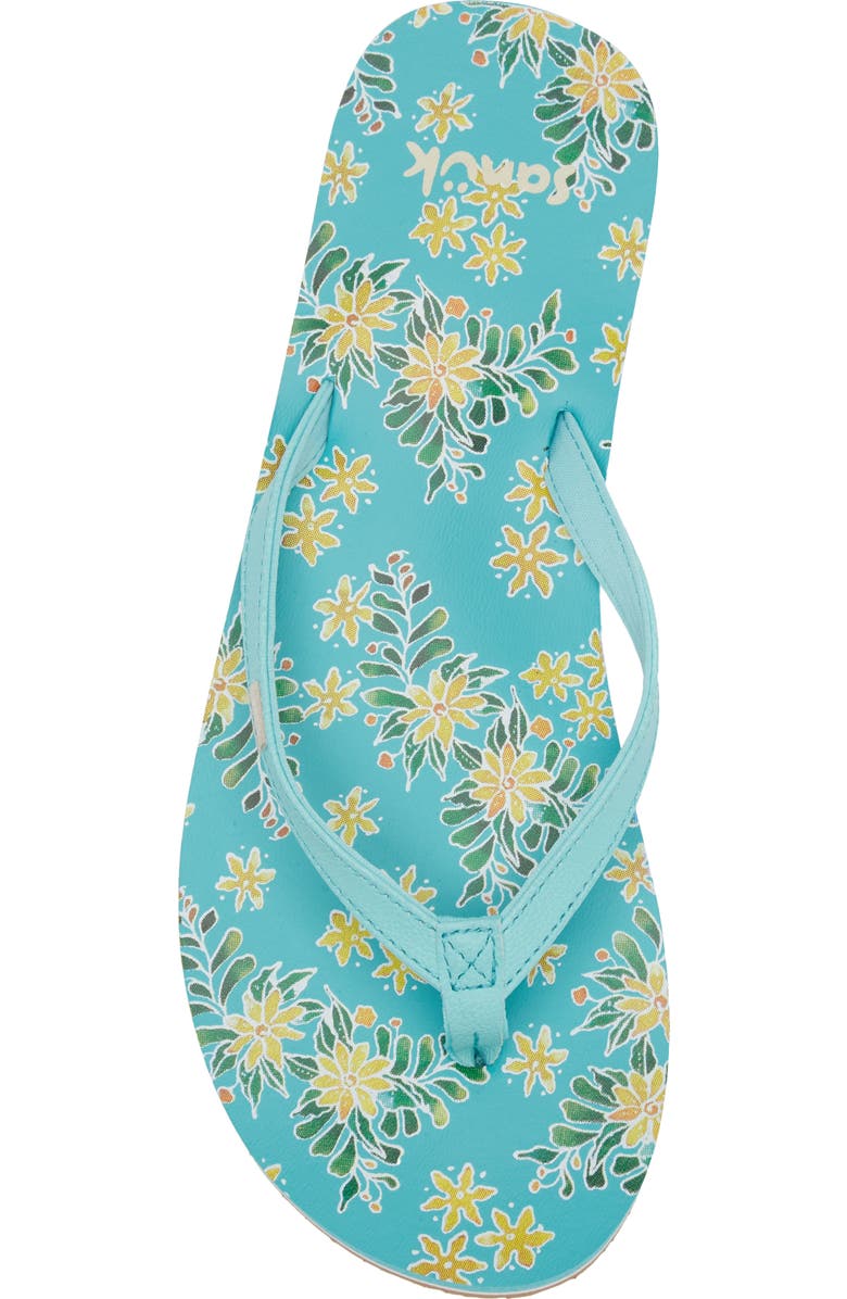 Sanuk Yoga Joy Floral Flip Flop, Alternate, color, Aqua Splash