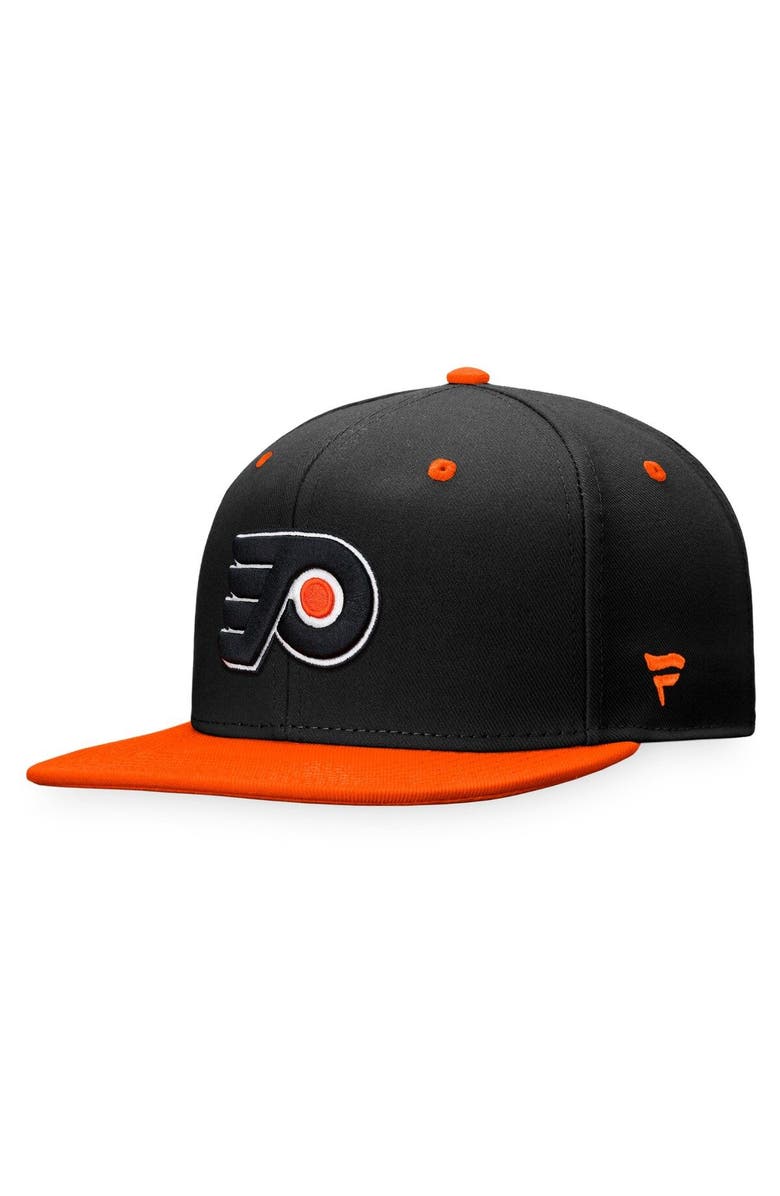 FANATICS Men's Fanatics Branded Black/Orange Philadelphia Flyers Primary Logo Iconic Two-Tone Snapback Hat, Alternate, color, 