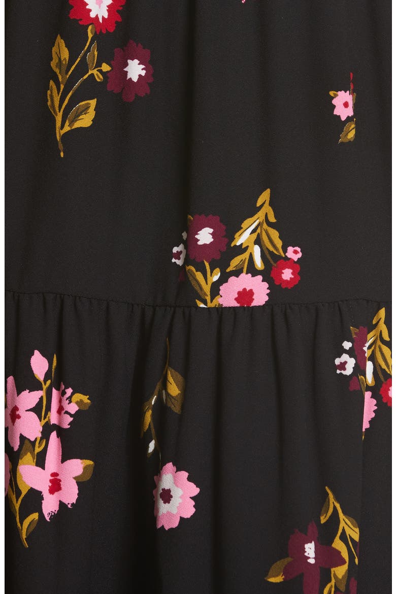 in bloom smocked waist dress, Alternate, color, BLACK