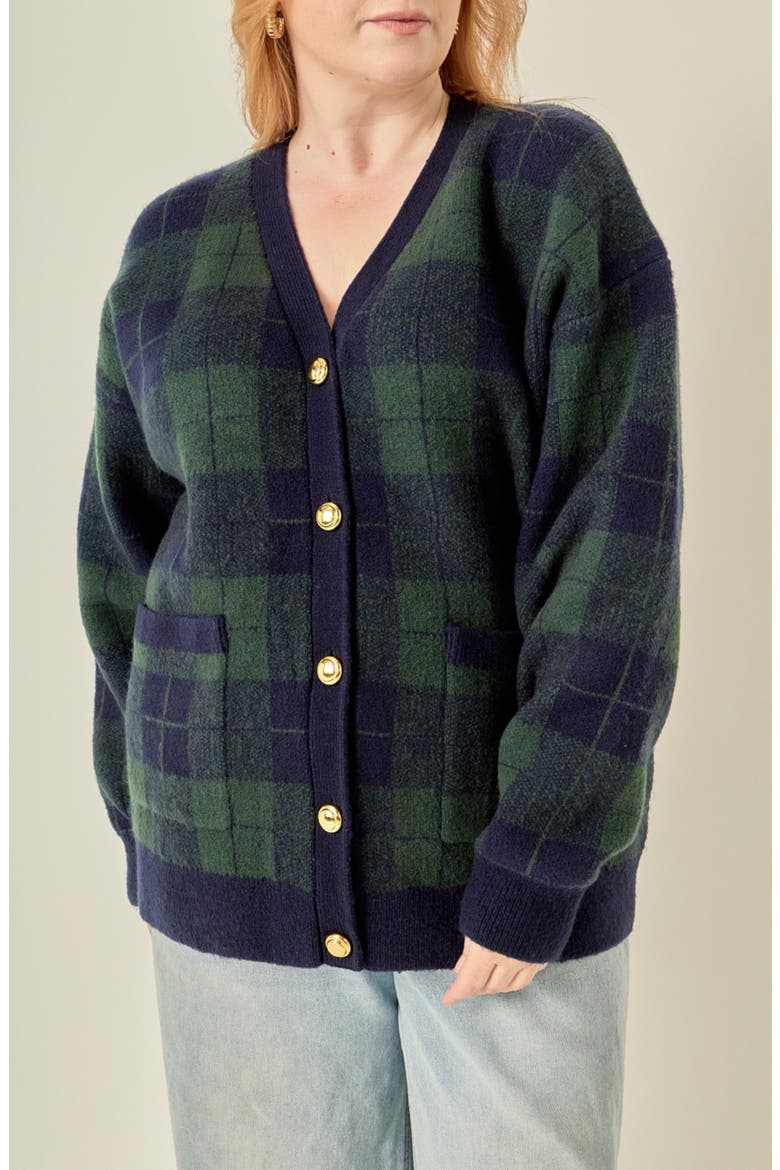 Check Cardigan, Main, color, GREEN MULTI