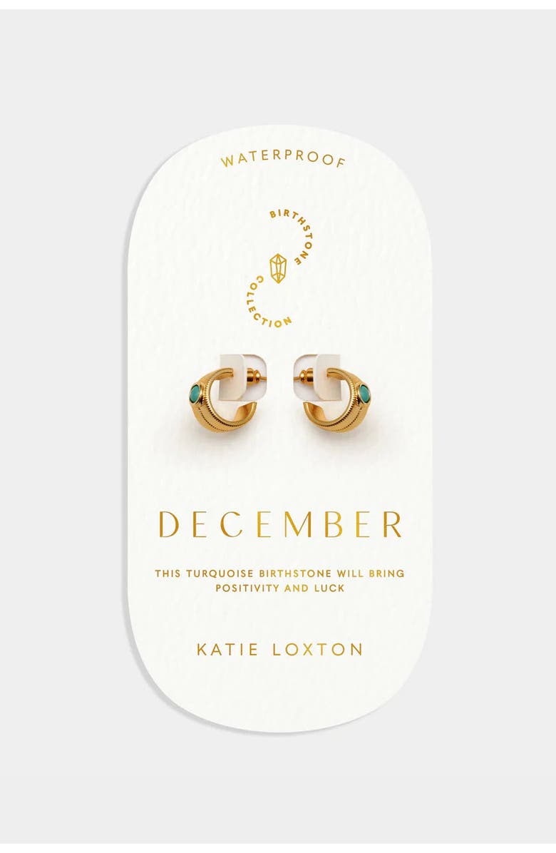 Katie Loxton 'December' Waterproof Gold Birthstone Hoop Earrings, Alternate, color, December