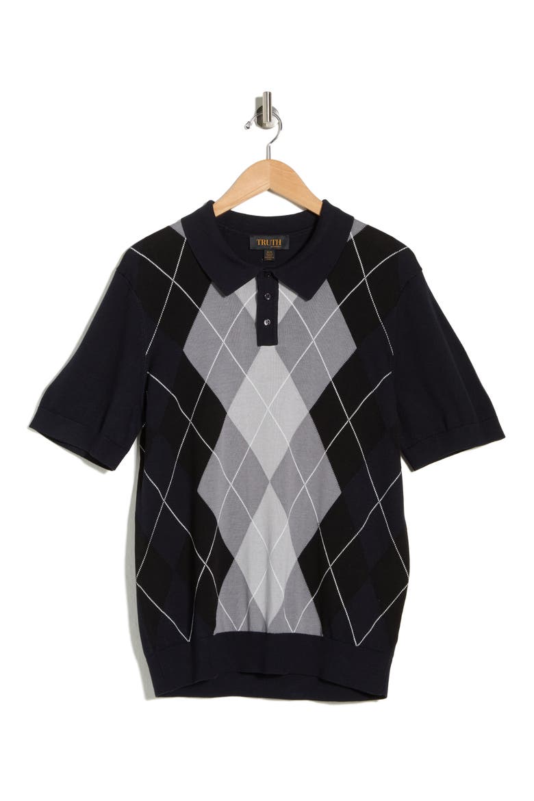 Argyle Short Sleeve Polo, Alternate, color, NIGHTLIFE/GREY SCALE COMBO