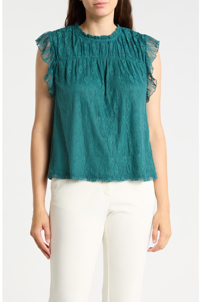 Flutter Sleeve Lace Top, Main, color, MEDITERRANEA